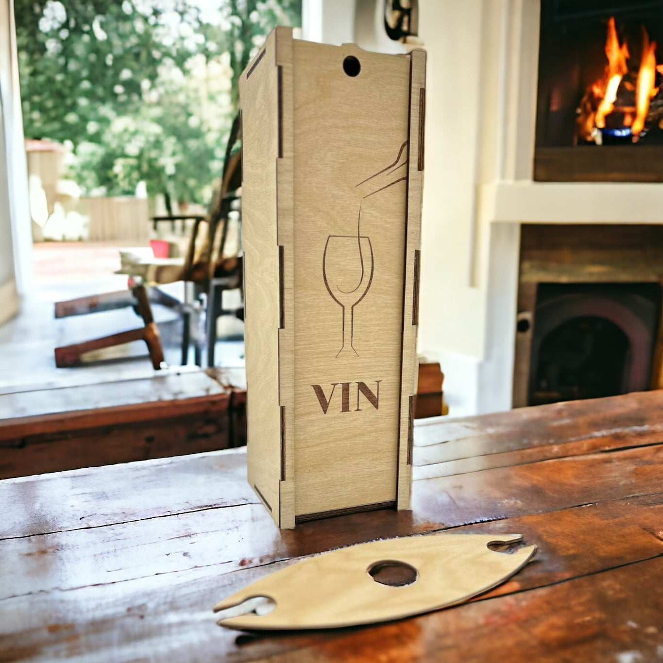 "Glass" light wooden wine box
