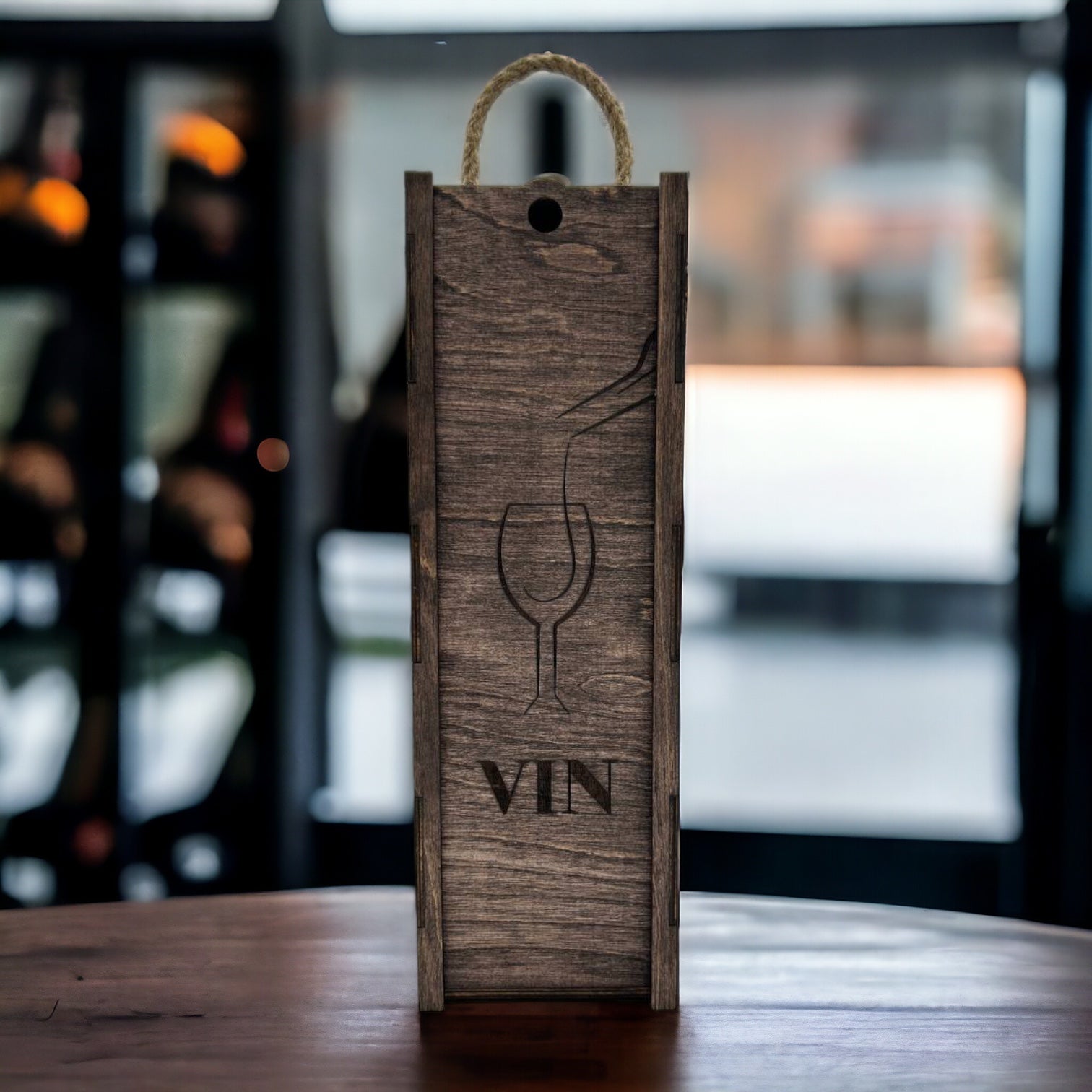 Wooden wine box with cord "Glass"