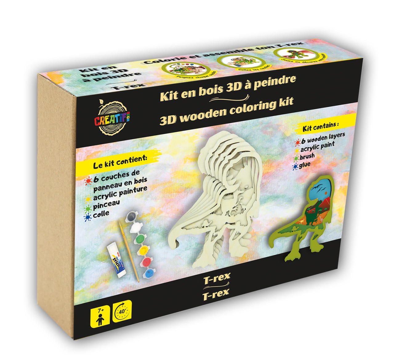 3D Wooden coloring kit T-rex