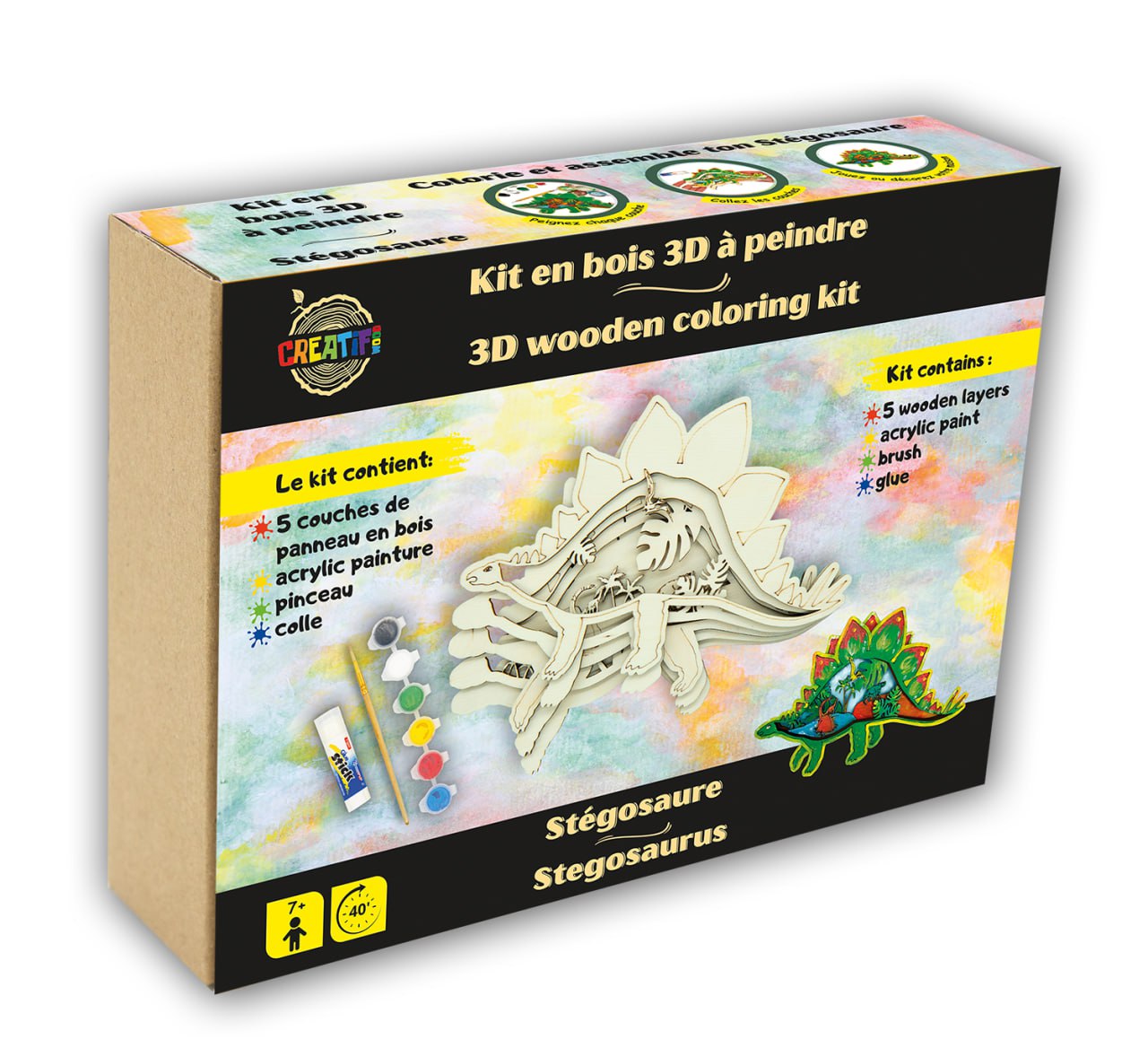 3D Wooden coloring kit Stegosaur