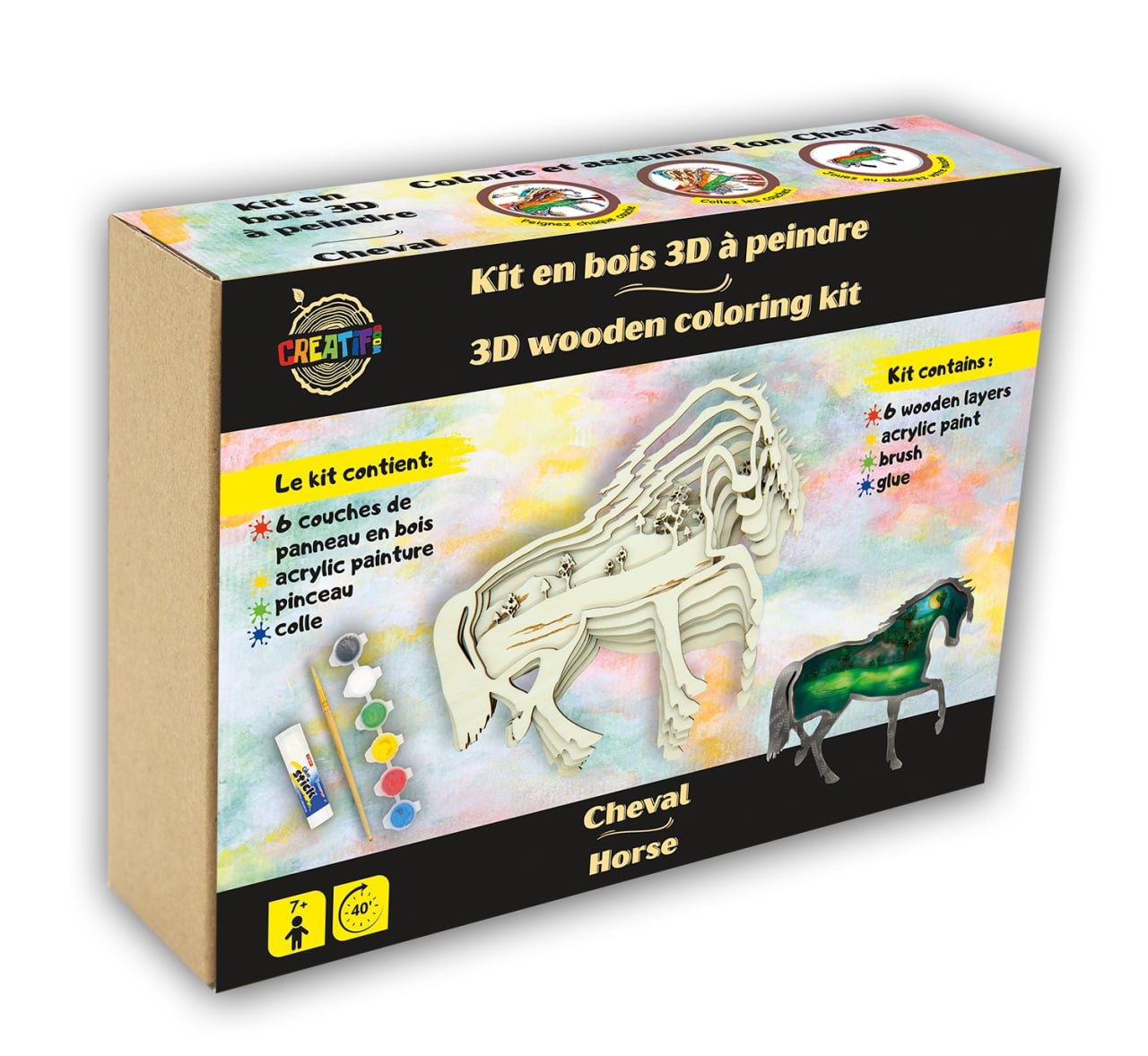 3D Wooden coloring kit Horse