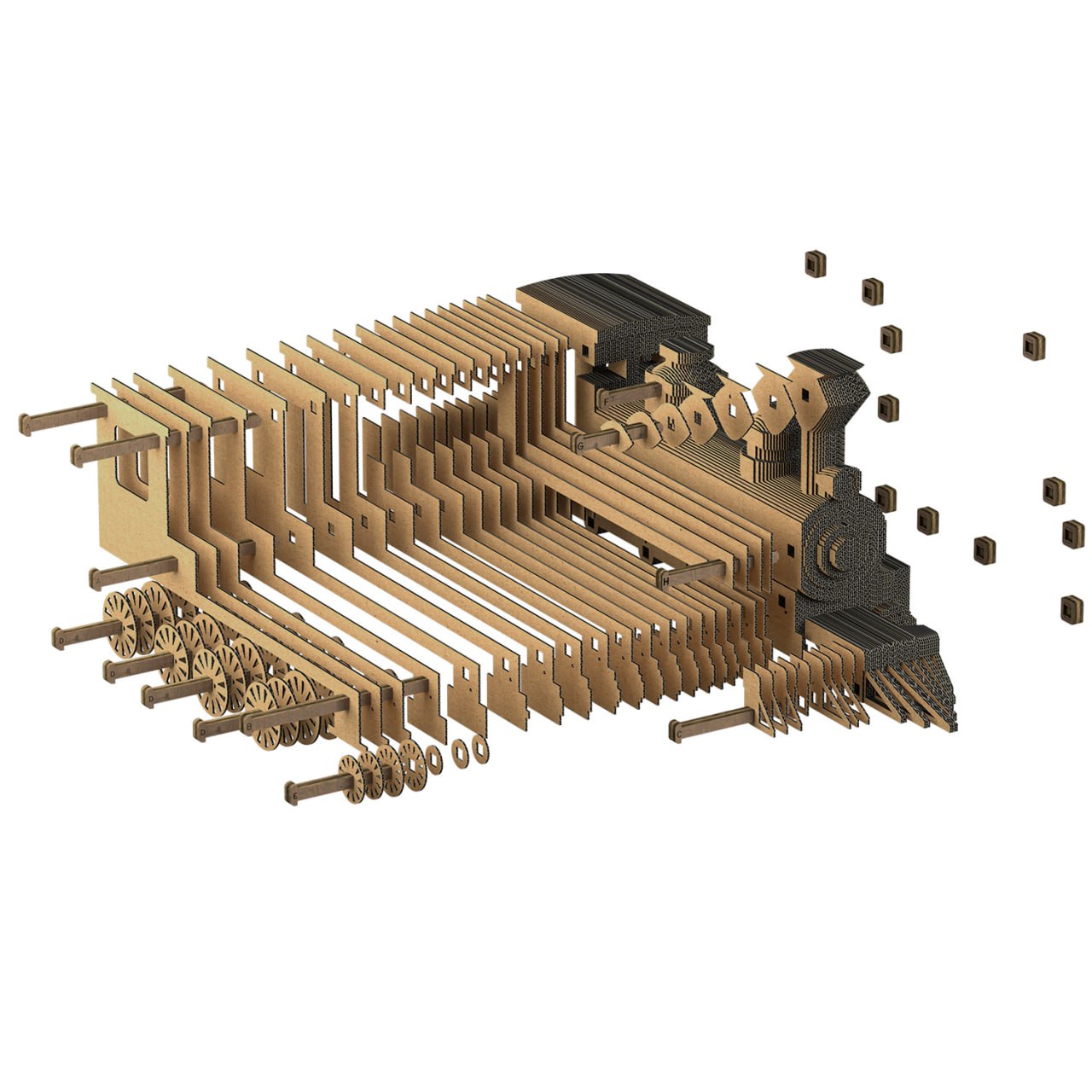 Puzzle-sculpture 3D en carton Locomotive
