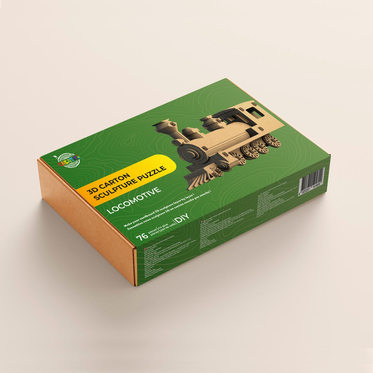 Puzzle-sculpture 3D en carton Locomotive