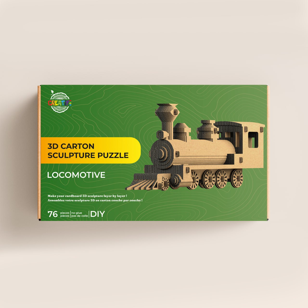 Puzzle-sculpture 3D en carton Locomotive