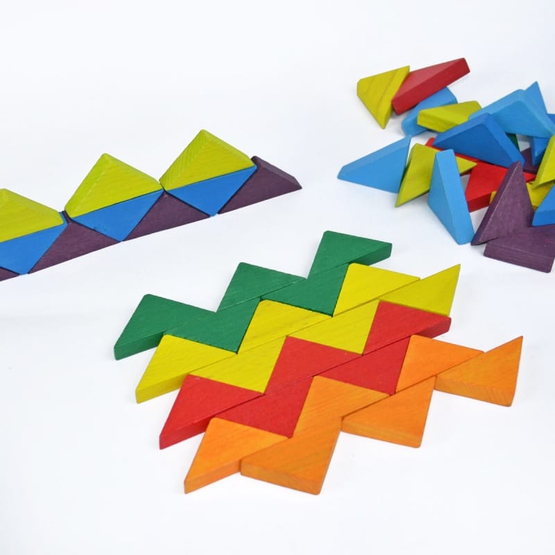 Mosaïque en bois TRIANGLES 64 pièces