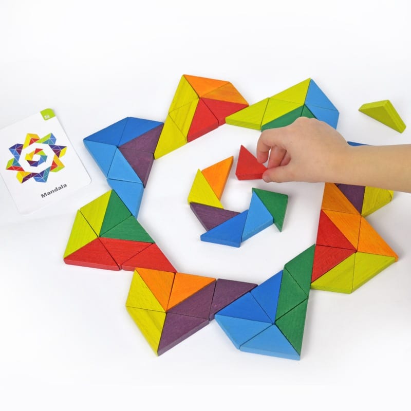 Mosaïque en bois TRIANGLES 64 pièces