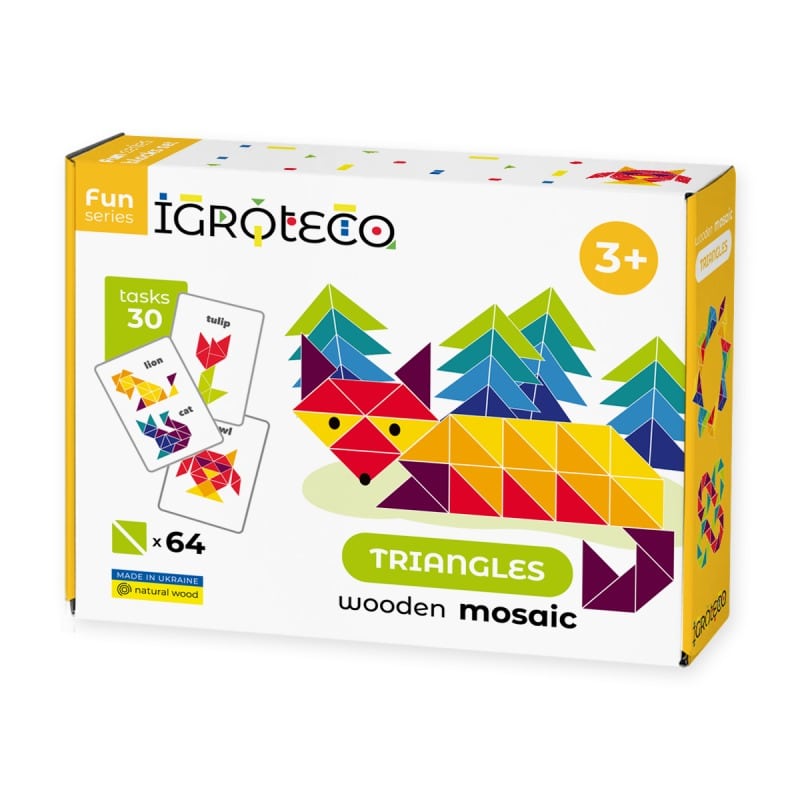 Mosaïque en bois TRIANGLES 64 pièces