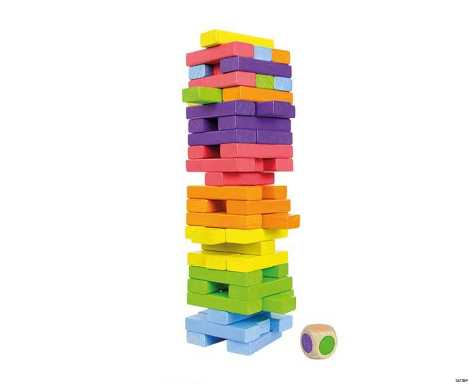 Jeu de société 'Tour d'équilibre' en couleur